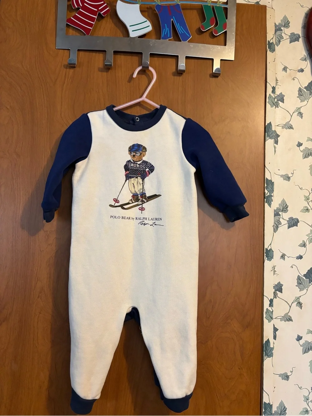 Ralph Lauren Polo Bear Ski Pullover - White & Navy